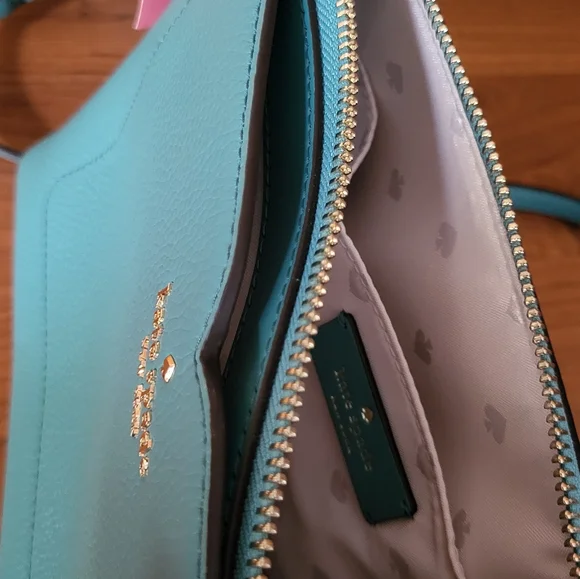 Brand NEW Kate Spade Harlow Crossbody in Stone Blue Pebbled Leather - Picture 3 of 7